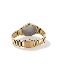 Quartz Watch in Gold Tone with Sunray-Patterned Green Dial