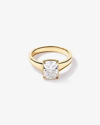 Carat Laboratory-Grown Elongated Cushion Diamond Solitaire Four Claw with Low Set Bezel Engagement Ring in 14kt Yellow Gold