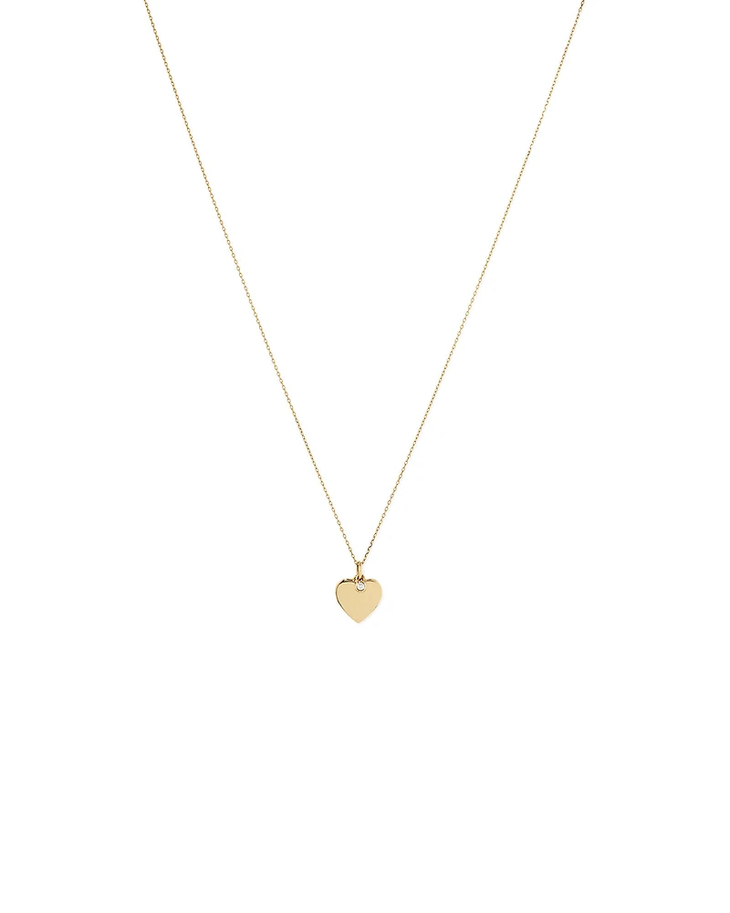 Diamond Charm Heart Pendant Necklace in 10kt Yellow Gold