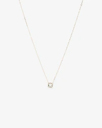 Cushion Cut Green Amethyst Gemstone and 0.15 Carat TW Diamond Halo Pendant Necklace in 10kt Yellow Gold