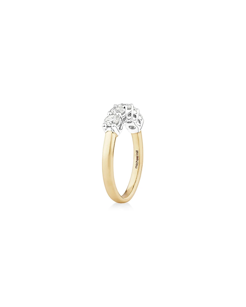 Alliance à cinq pierres Evermore en or blanc et jaune 14 K avec diamants totalisant 1 ct