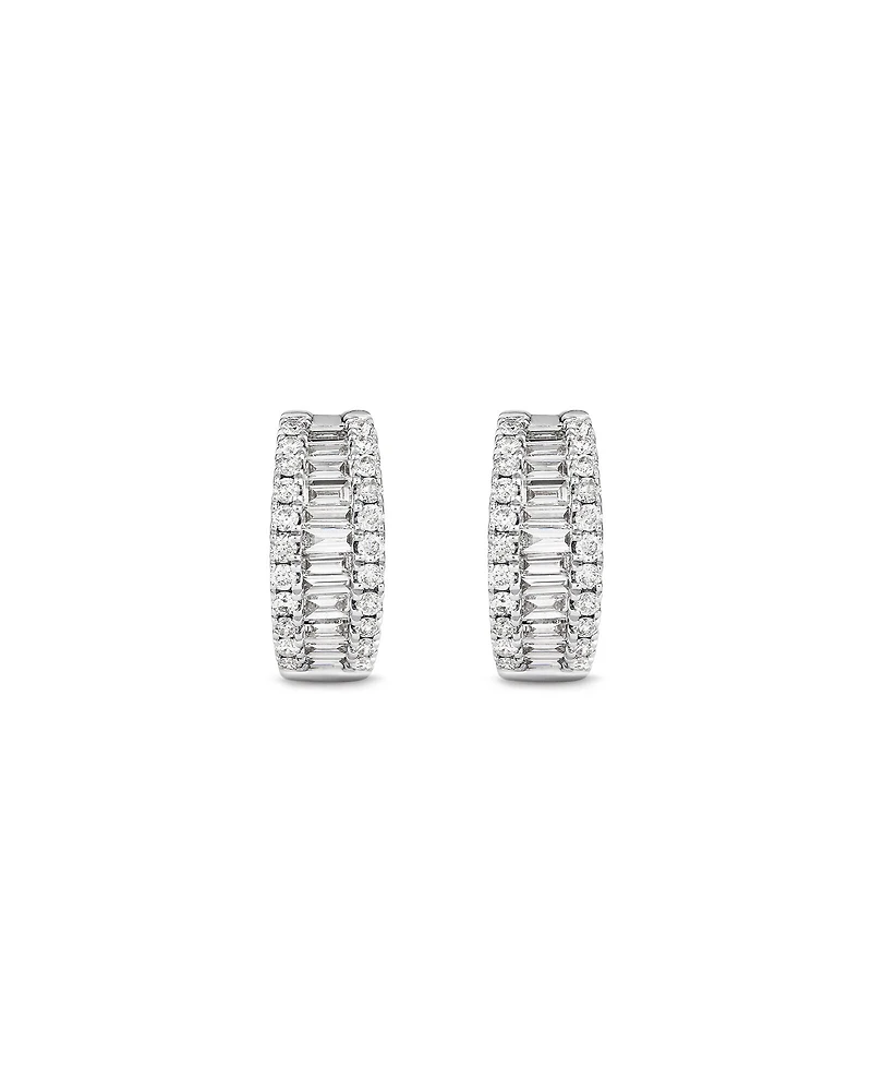 1.00 Carat TW Diamond Dot Dash Huggie Earrings in 14kt White Gold