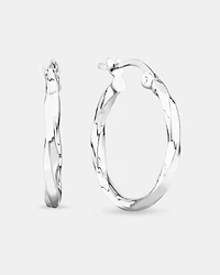 15mm Square Twist Hoop Earrings 10kt White Gold