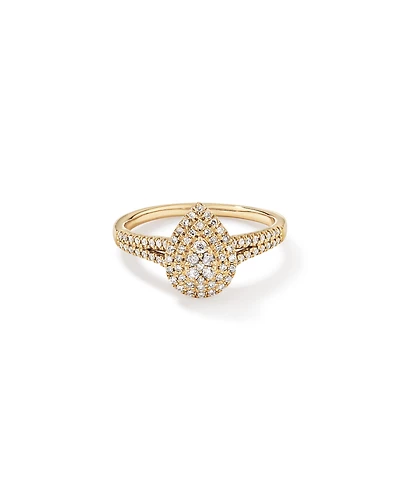 Bague De Fiançailles Halo En Grappe De Diamants En Forme De Poire 0,30 Carat Tw En Or Jaune 10 Carats