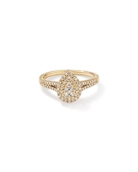 Bague De Fiançailles Halo En Grappe De Diamants En Forme De Poire 0,30 Carat Tw En Or Jaune 10 Carats