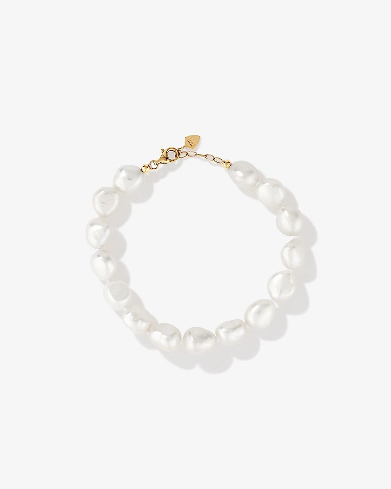 Bracelet en or jaune 10 K avec perle baroque d'eau douce de culture