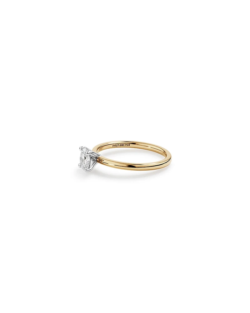 Bague de Fiançailles Solitaire avec 0,50 Carat TW de Diamants en Or Jaune et Blanc 18kt.