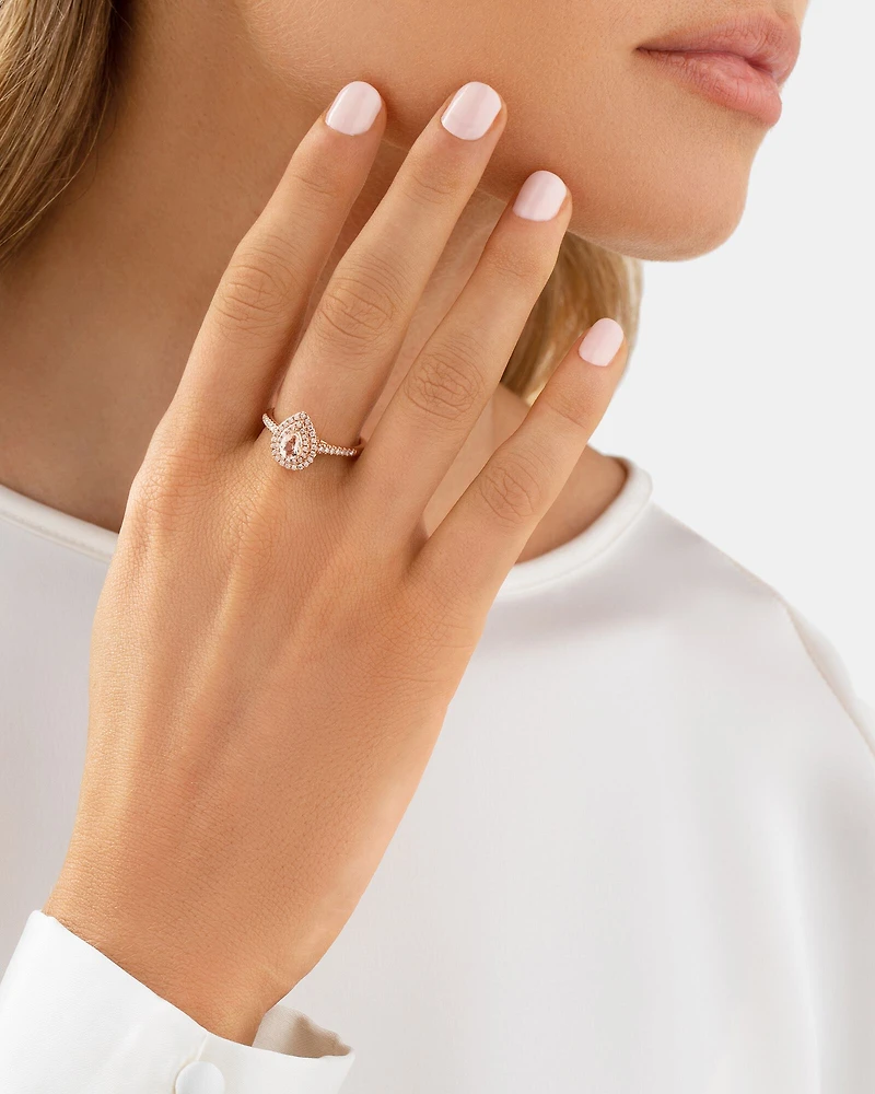 Bague Sir Michael Hill Designer Fashion en or rose 10 K avec morganite et diamants totalisant 0,25 ct