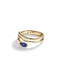 Bague Enveloppante avec Saphir Synthétique Marquise Est-Ouest en Or Jaune 10 carats