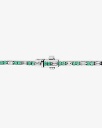 Bracelet de Tennis Dot Dash en Émeraude & Diamant avec 0,62 Carat TW en Or Blanc 10kt