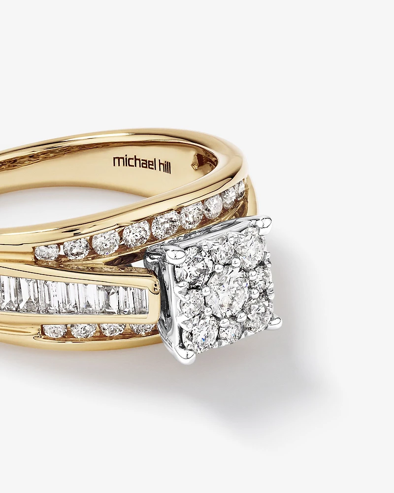 Engagement Ring with 1.00 Carat TW of Diamonds in 14kt White and Yellow Gold