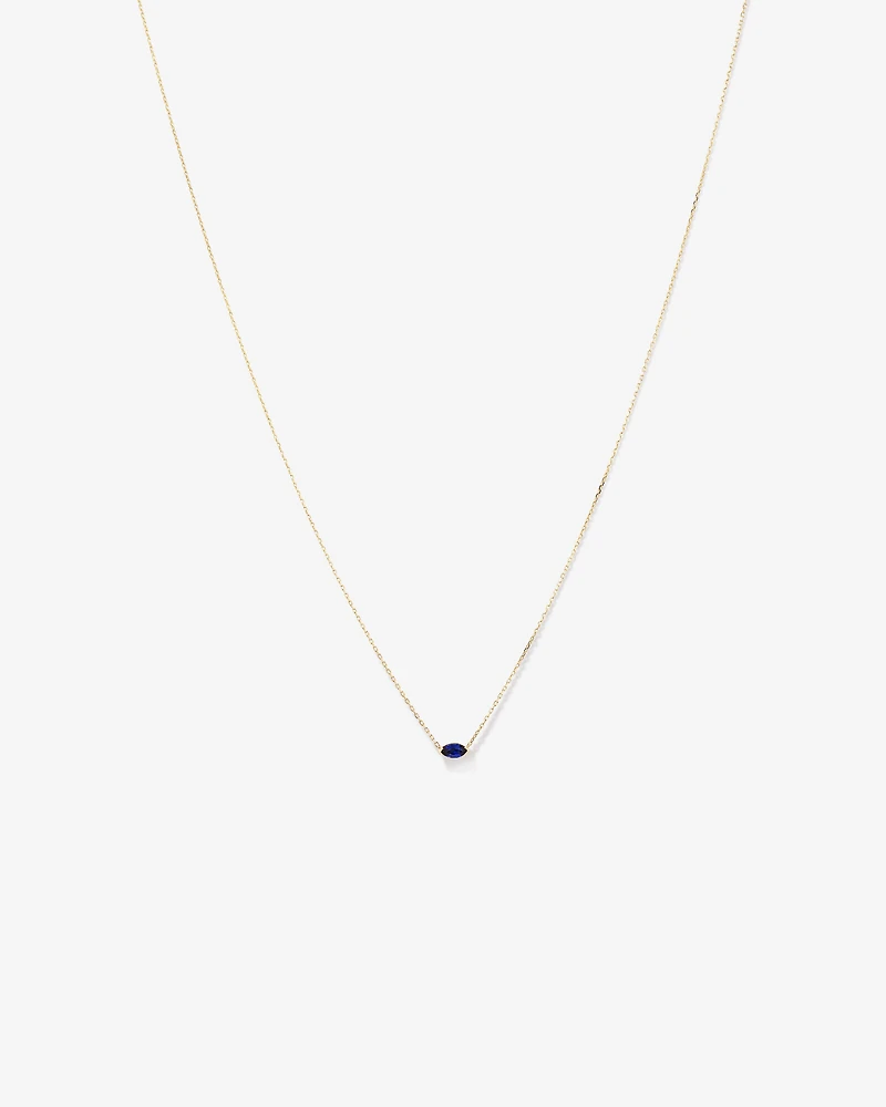 Collier avec Saphir Synthétique Marquise Est-Ouest en Or Jaune 10 carats