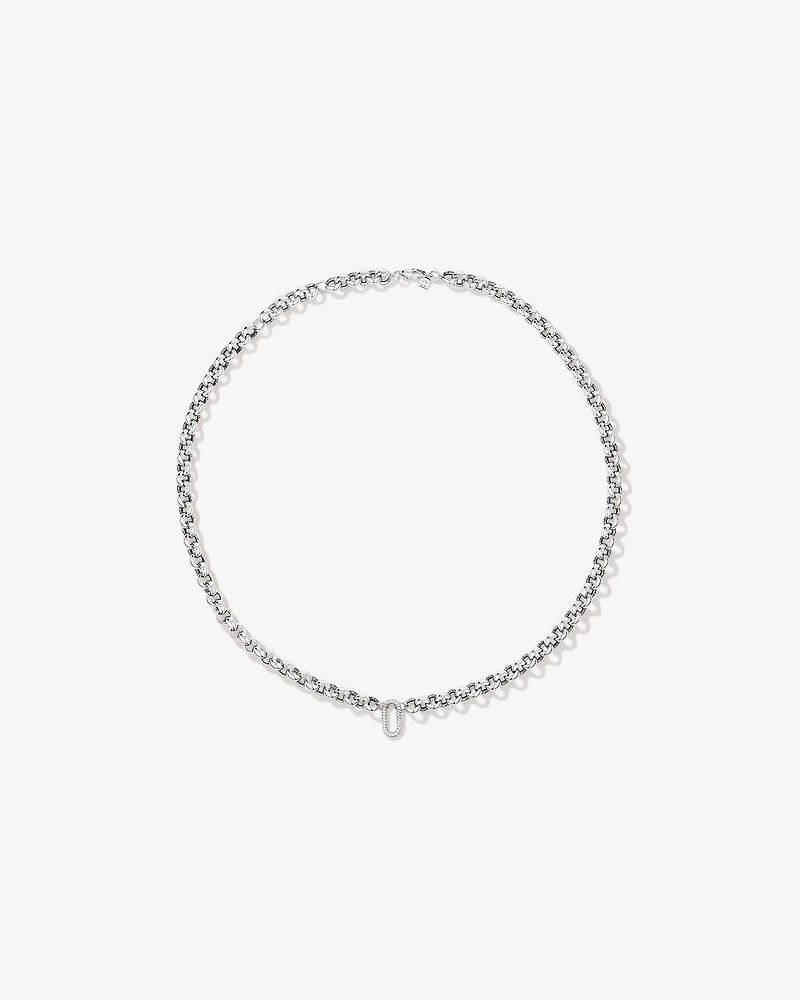Grande chaîne à pendentif ouvert Belcher de 60 cm (24") en argent sterling