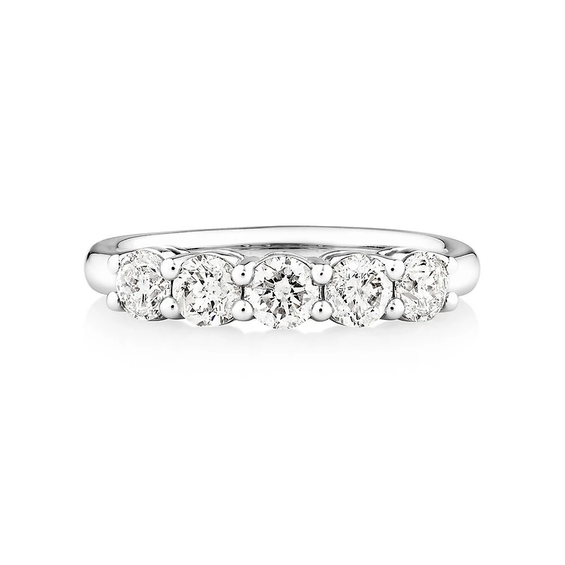Evermore 5 Stone Wedding Band with 1 Carat TW of Diamonds in 14kt White Gold