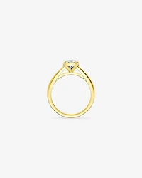 Carat Laboratory-Grown Elongated Cushion Diamond Solitaire Four Claw with Low Set Bezel Engagement Ring in 14kt Yellow Gold