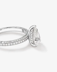 Bague de fiançailles en diamant de laboratoire taille poire 1,96 carat poids total en or blanc 14 kt