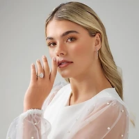 Bague Halo à Grappe Poire de Diamant de 0,65 Carat TW en Or Blanc 10kt