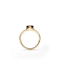 Bague Chevron avec Grenat Poire et 0,25 Carat PT de Diamants Ronds en Or Jaune 10 carats
