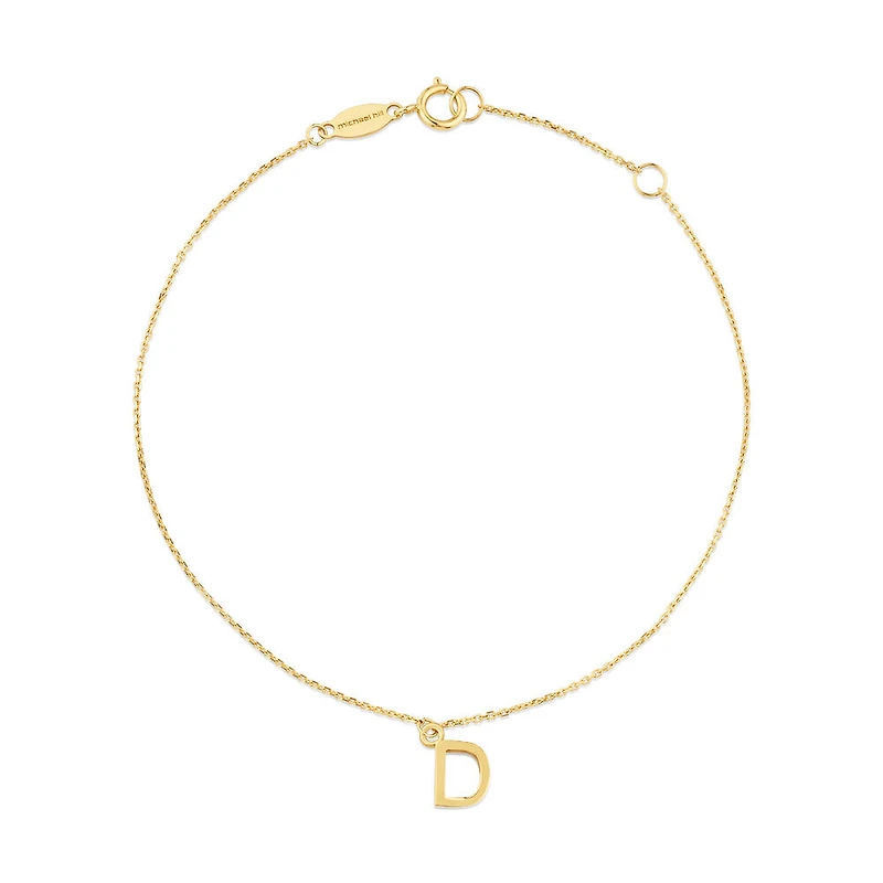19cm (7.5") D Initial Bracelet in 10kt Yellow Gold