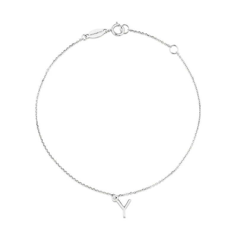 19cm (7.5") Y Initial Bracelet in Sterling Silver