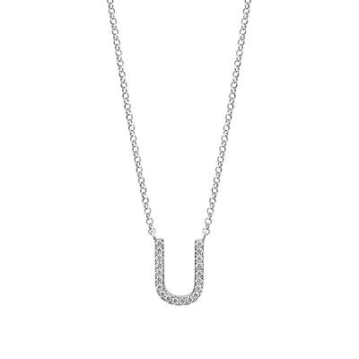 U Initial Necklace with 0.10 Carat TW of Diamonds in 10kt White Gold
