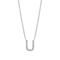U Initial Necklace with 0.10 Carat TW of Diamonds in 10kt White Gold