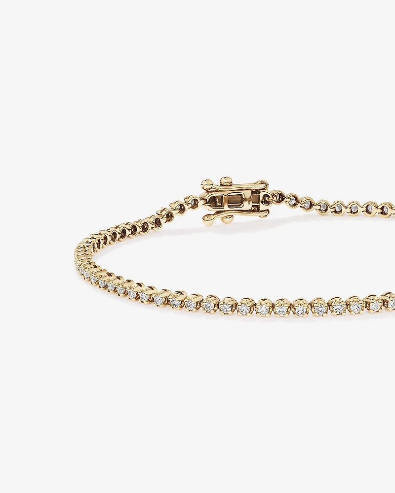 Bracelet tennis en diamants cultivés laboratoire TW de 0,90 carat or jaune 10 carats