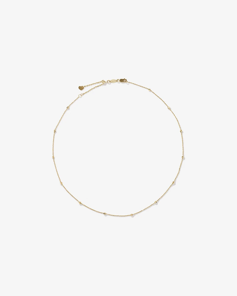 Collier de perles réglable en or jaune 10 K 45 cm, largeur 2 à 2,5 mm