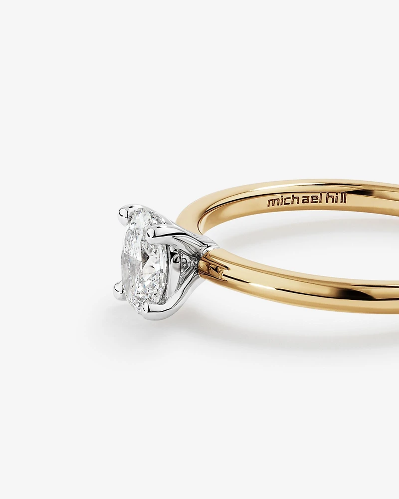 Bague de Fiançailles Solitaire avec 0,50 Carat TW de Diamants en Or Jaune et Blanc 18kt.