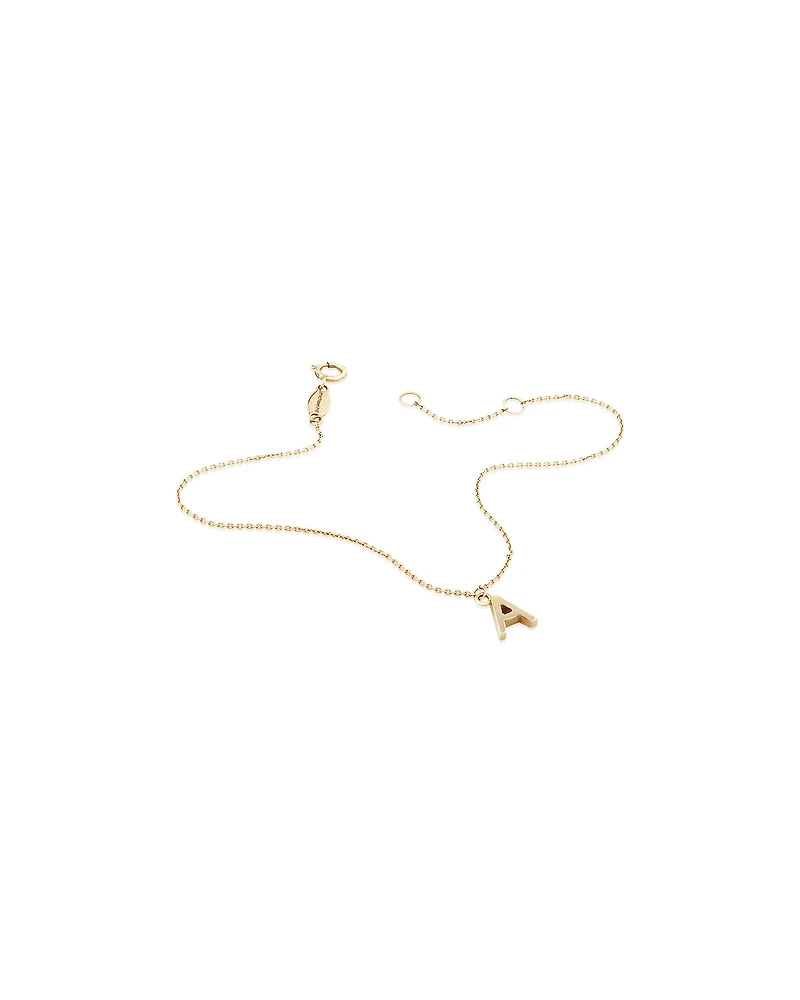 19cm (7.5") A Initial Bracelet in 10kt Yellow Gold