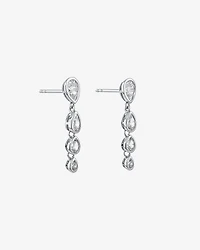Pear Shaped Cubic Zirconia Bezel Set Stud Drop Earrings in Sterling Silver
