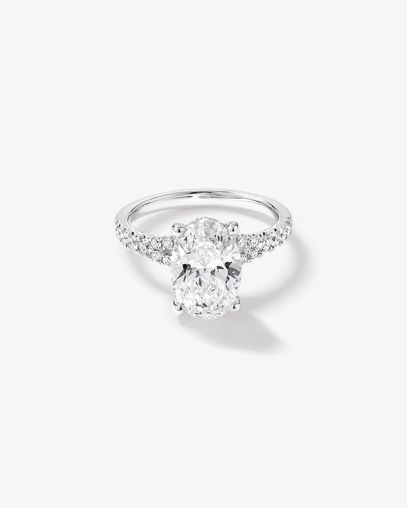 3.50 Carat TW Oval Cut Laboratory-Grown Diamond Engagement Ring in 18kt White Gold