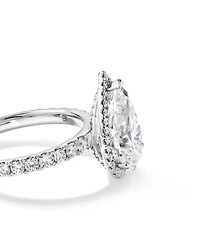 3.60 Carat TW Pear Cut Laboratory-Grown Diamond Halo Engagement Ring in 18kt White Gold