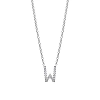 Collier en or blanc 10 K avec pendentif W à diamants totalisant 0,10 ct