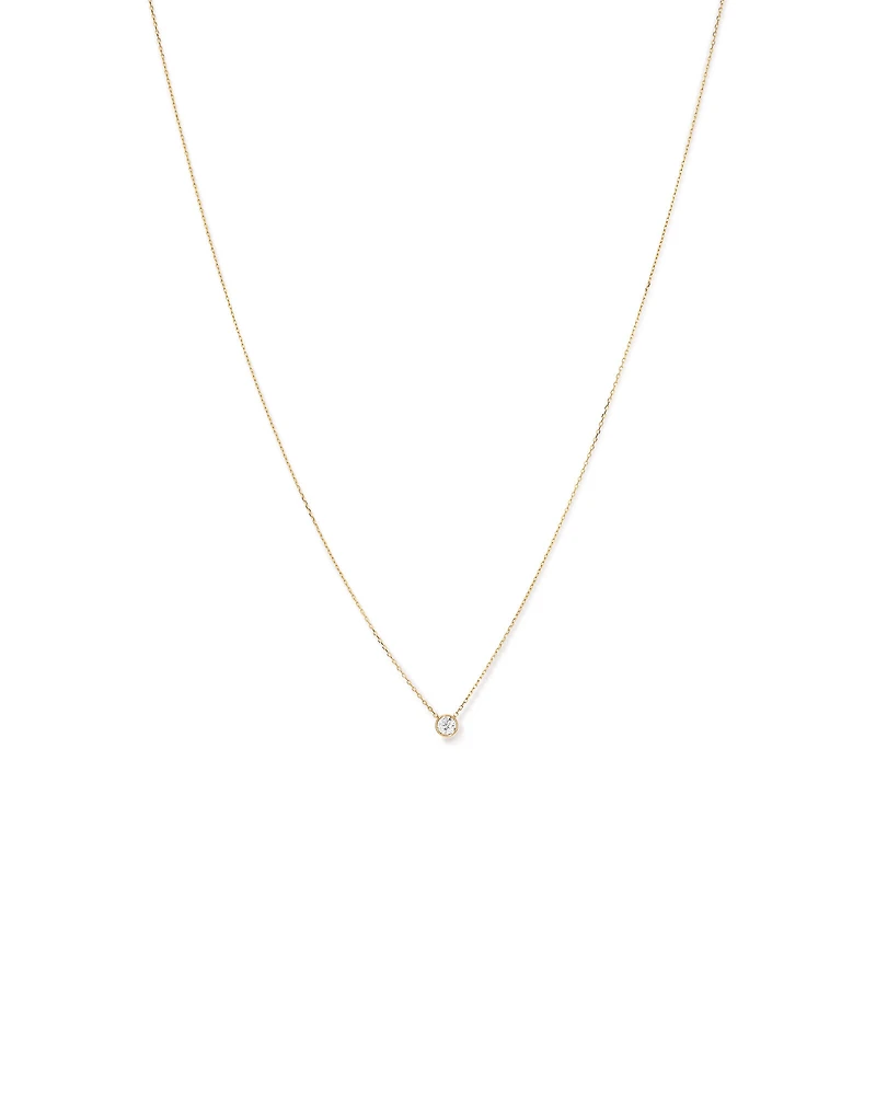 0.25 Carat TW Round Brilliant Diamond Bezel Set Pendant in 18kt Yellow Gold