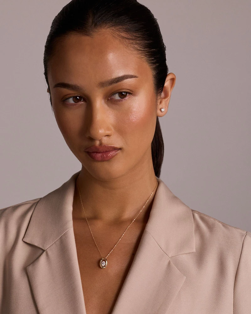 Lume Lab Oval Pendant with 0.50 Carat TW of Laboratory-Grown  Diamond in 10kt White Gold