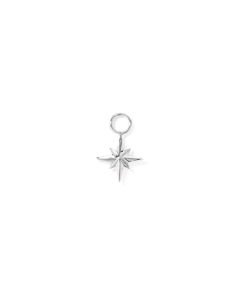 North Star Single Earring Charm in Sterling Silver
