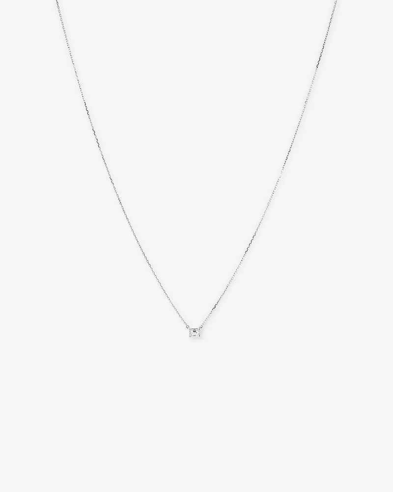 0.25 Carat TW Emerald Cut Diamond Solitaire Necklace in 18kt White Gold