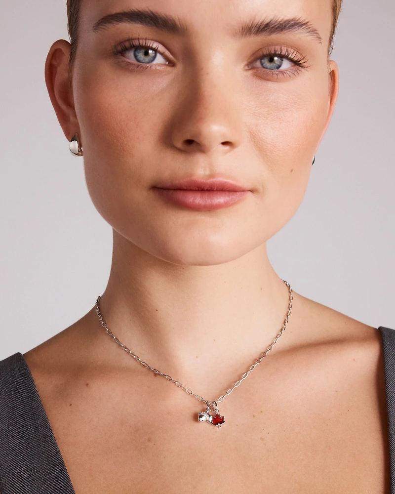 Pendentif Gland du Canada avec diamant en argent sterling