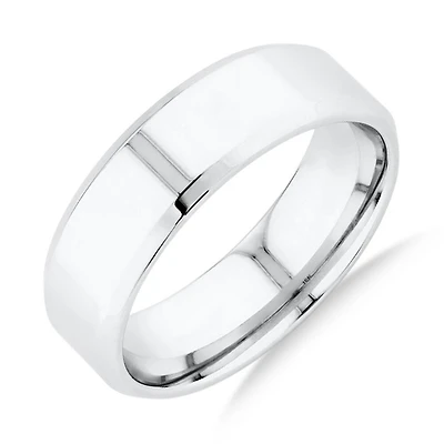 7mm Flat Bevelled Wedding Band in 10kt Gold