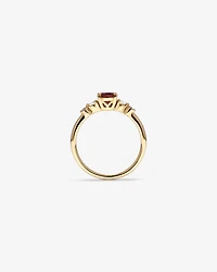 Oval-Cut Pink Tourmaline Scatter Ring with 0.10 Carat TW of Diamonds in 10kt Yellow Gold