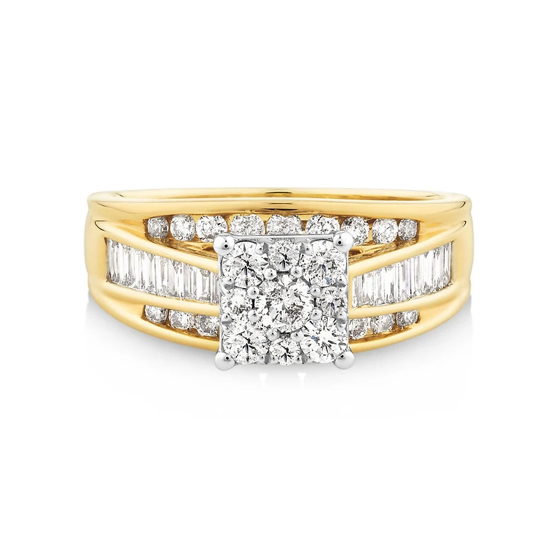 Engagement Ring with 1.00 Carat TW of Diamonds in 14kt White and Yellow Gold