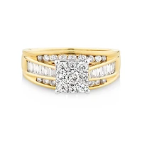 Engagement Ring with 1.00 Carat TW of Diamonds in 14kt White and Yellow Gold