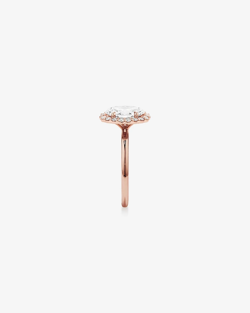 2.34 Carat TW Oval Cut Laboratory-Grown Diamond Halo Engagement Ring in 14kt Rose Gold