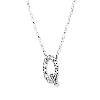 Collier à initiale Q en or blanc 10 K avec diamants totalisant 0,10 ct