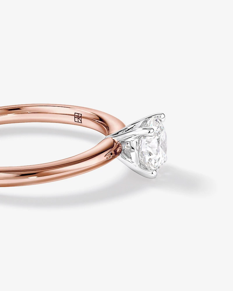 Bague de fiançailles solitaire ronde en diamants brillants de laboratoire TW de 0,70 carat en or rose et blanc 14 carats