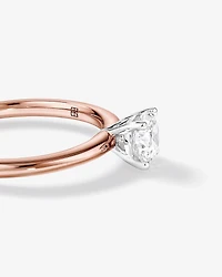 Bague de fiançailles solitaire ronde en diamants brillants de laboratoire TW de 0,70 carat en or rose et blanc 14 carats