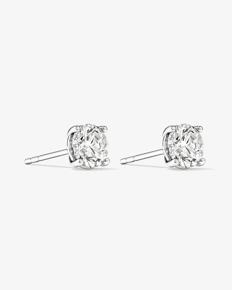 1.50 Carat TW Flawless Diamond Solitaire Stud Earrings in 18kt White Gold