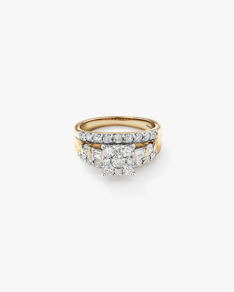 Bague de fiançailles en or blanc et jaune 14 K avec diamants totalisant 1,75 ct