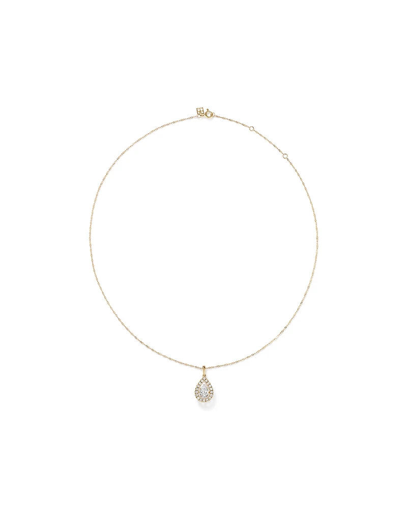 Lume Lab Pear Pendant with 1.00 Carat TW of Laboratory-Grown Diamonds in 10kt White Gold